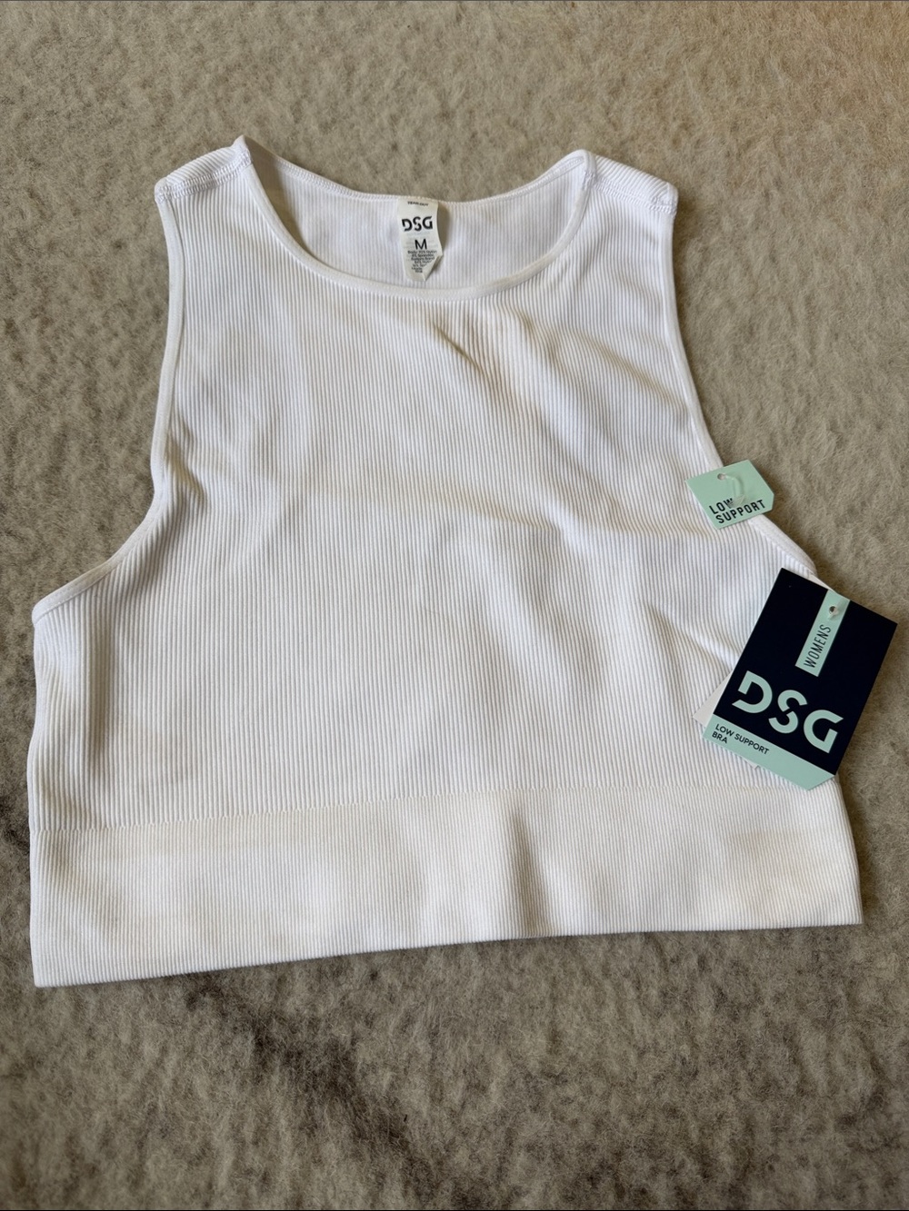 DSG White Ribbed Crewneck Crop Tank